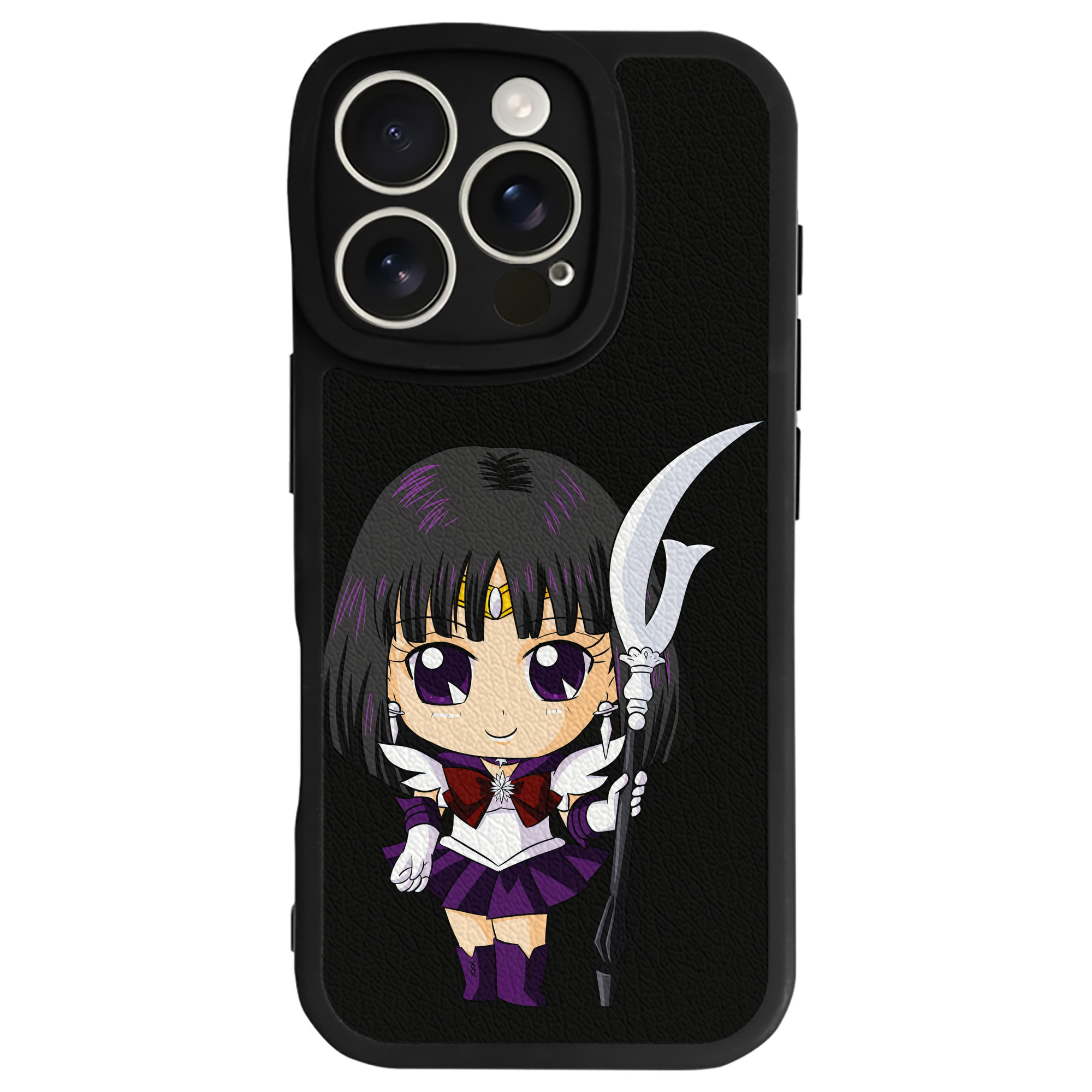 （画像用） 美少女戦士セーラームーン 土萠ほたる Sailor Moon Tomoe Hotaru （セーラーサターン；Sailor Saturn） 【iPhone 16シリーズ対応】シリコンスマホケース（レザー調） 材質：シリコン